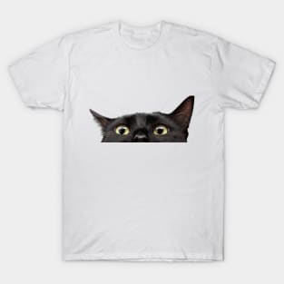 funny black cat hiding T-Shirt